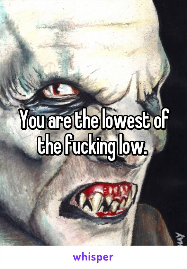 You are the lowest of the fucking low. 