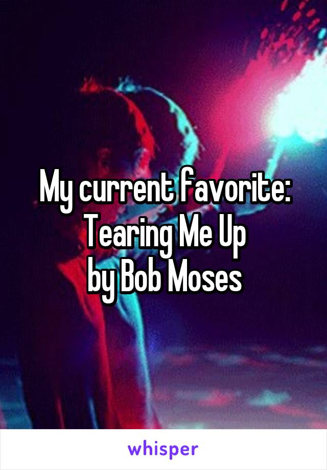 My current favorite:
Tearing Me Up
by Bob Moses