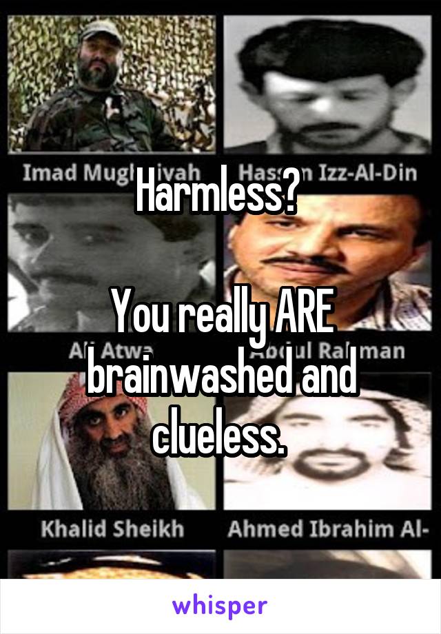 Harmless? 

You really ARE brainwashed and clueless. 