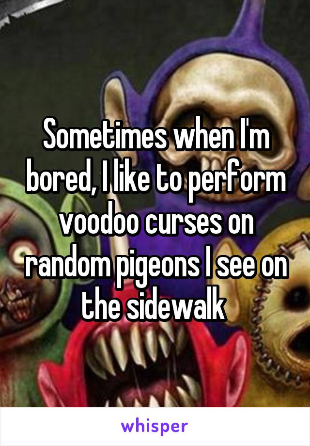 Sometimes when I'm bored, I like to perform voodoo curses on random pigeons I see on the sidewalk 