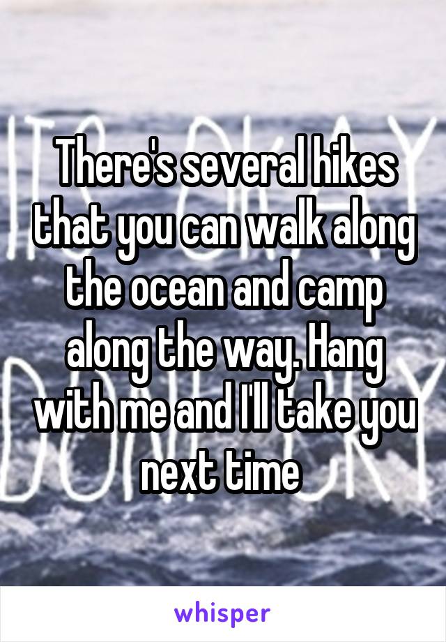 There's several hikes that you can walk along the ocean and camp along the way. Hang with me and I'll take you next time 