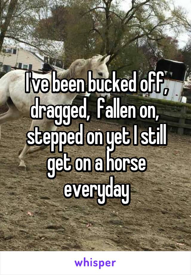 I've been bucked off, dragged,  fallen on,  stepped on yet I still get on a horse everyday