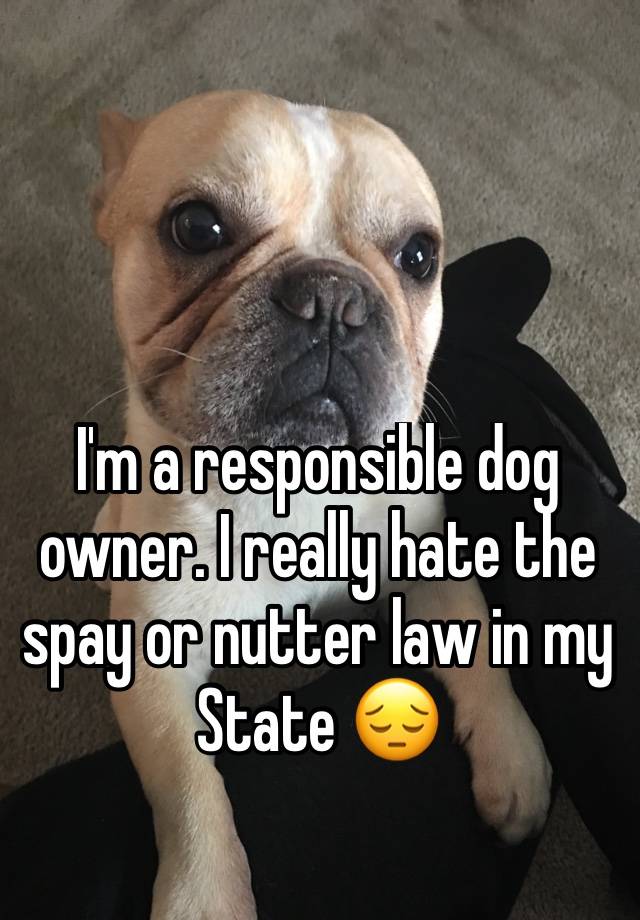 I'm a responsible dog owner. I really hate the spay or nutter law in my State 😔