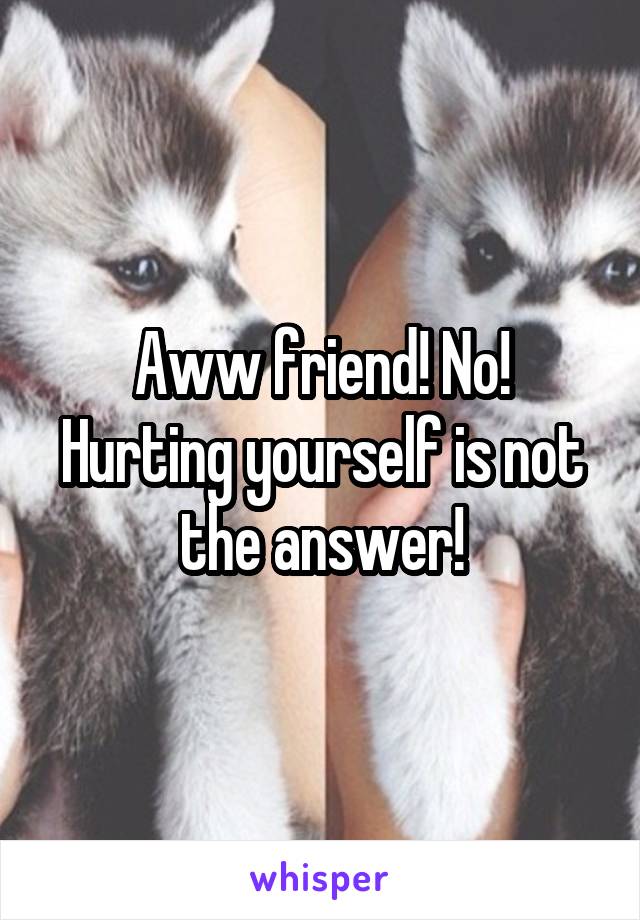 Aww friend! No! Hurting yourself is not the answer!