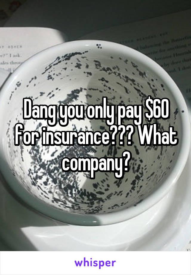 Dang you only pay $60 for insurance??? What company?