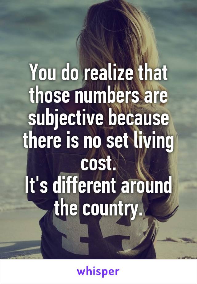 You do realize that those numbers are subjective because there is no set living cost.
It's different around the country.