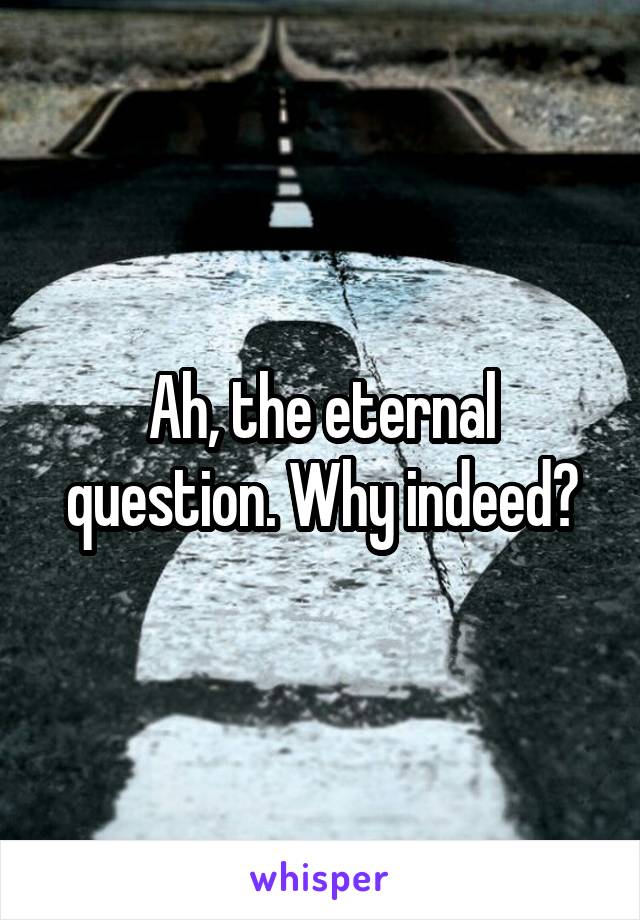 Ah, the eternal question. Why indeed?