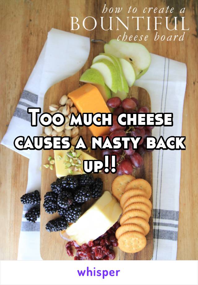 Too much cheese causes a nasty back up!!