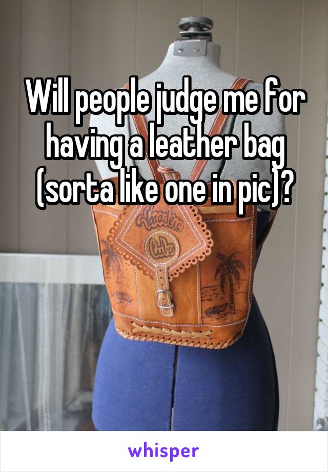 Will people judge me for having a leather bag (sorta like one in pic)?



