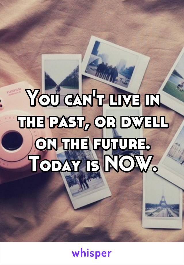 You can't live in the past, or dwell on the future. Today is NOW.