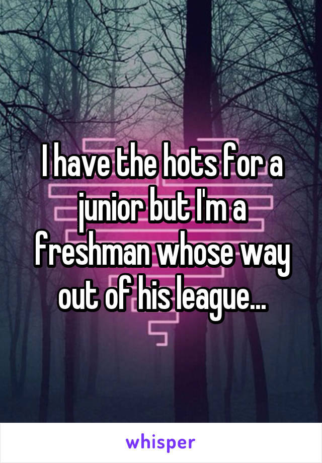 I have the hots for a junior but I'm a freshman whose way out of his league...