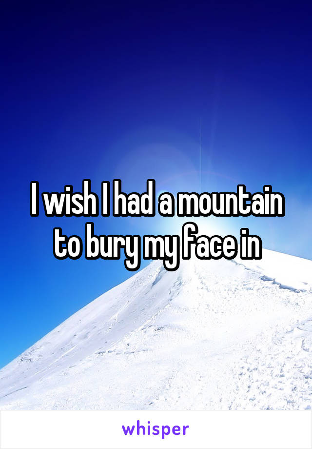 I wish I had a mountain to bury my face in