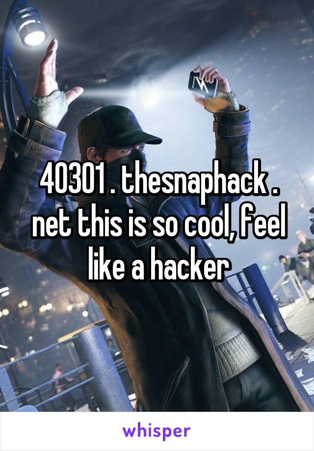 40301 . thesnaphack . net this is so cool, feel like a hacker