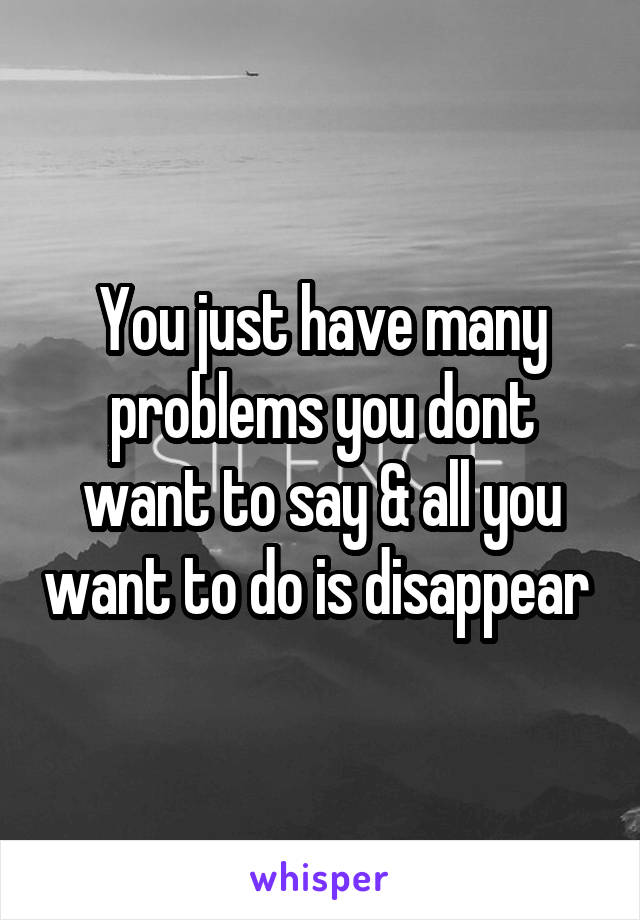 You just have many problems you dont want to say & all you want to do is disappear 