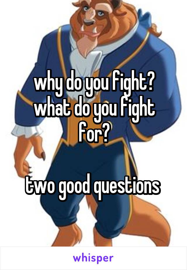 why do you fight?
what do you fight for?

two good questions 