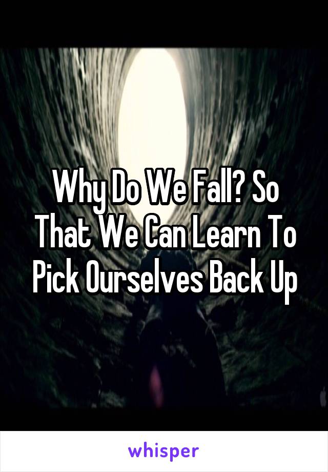 Why Do We Fall? So That We Can Learn To Pick Ourselves Back Up