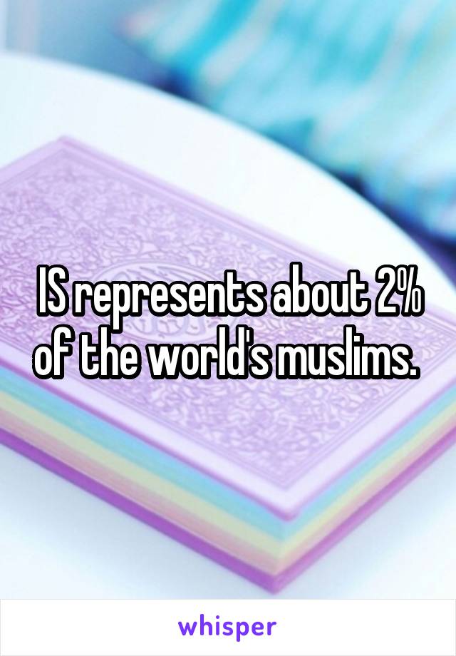 IS represents about 2% of the world's muslims. 