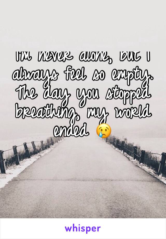 I'm never alone, but I always feel so empty. The day you stopped breathing, my world ended 😢