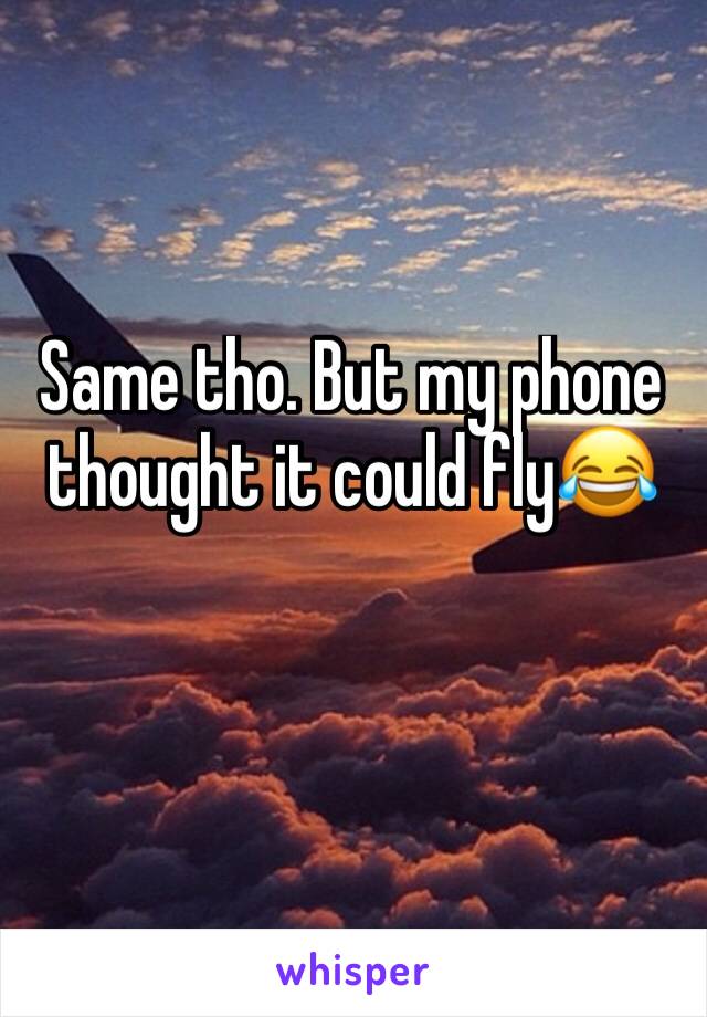 Same tho. But my phone thought it could fly😂