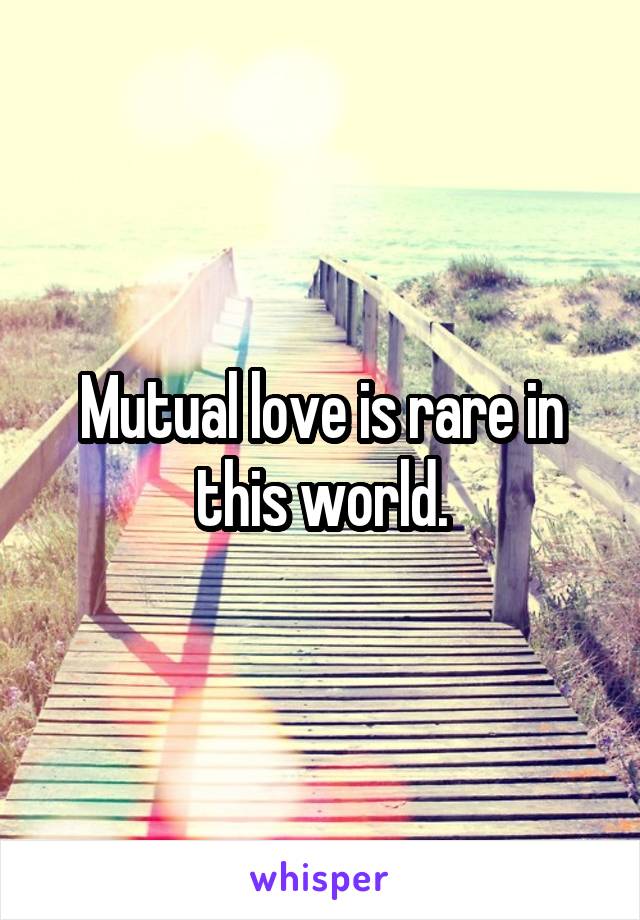 Mutual love is rare in this world.