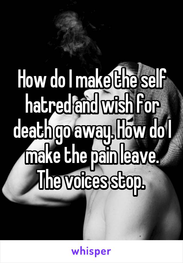 How do I make the self hatred and wish for death go away. How do I make the pain leave. The voices stop. 