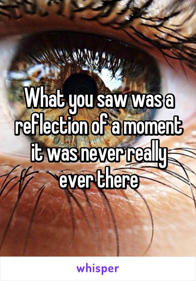 What you saw was a reflection of a moment it was never really ever there