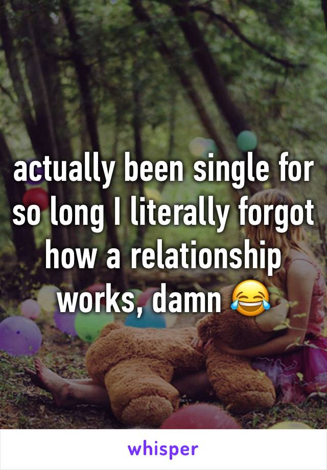 actually been single for so long I literally forgot how a relationship works, damn 😂