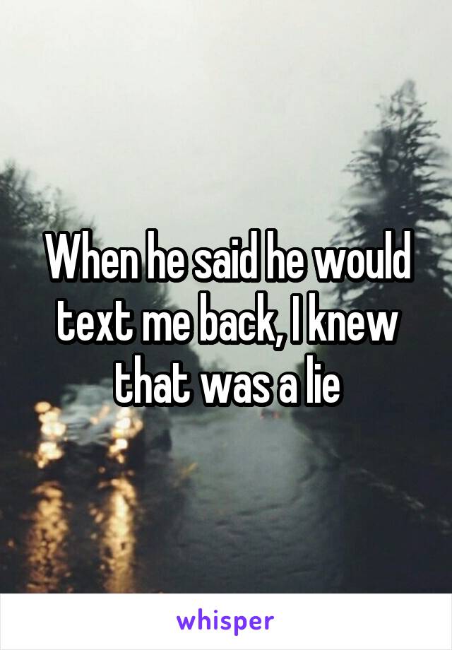 When he said he would text me back, I knew that was a lie