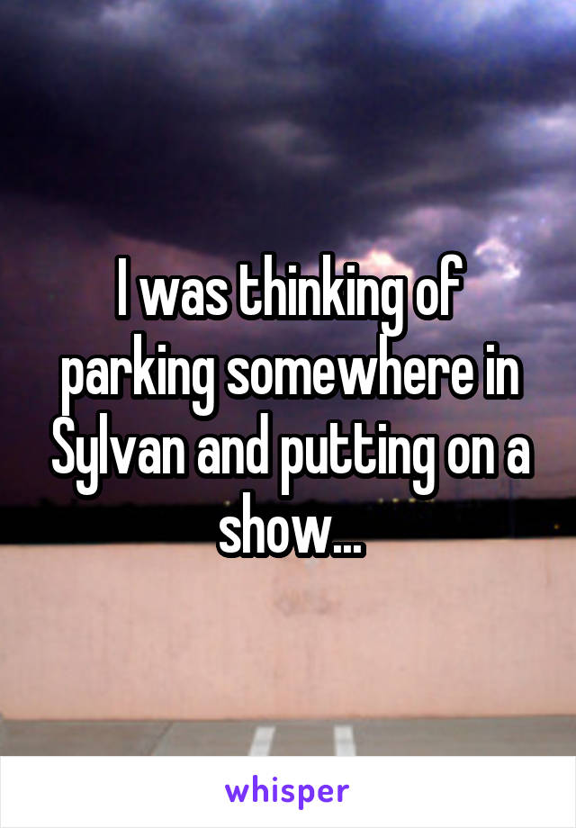 I was thinking of parking somewhere in Sylvan and putting on a show...