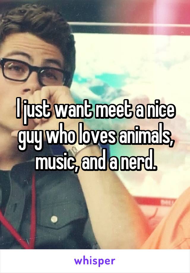 I just want meet a nice guy who loves animals, music, and a nerd.