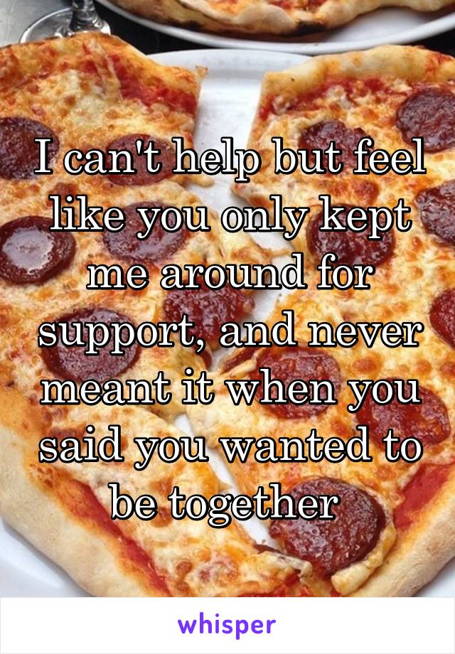 I can't help but feel like you only kept me around for support, and never meant it when you said you wanted to be together 