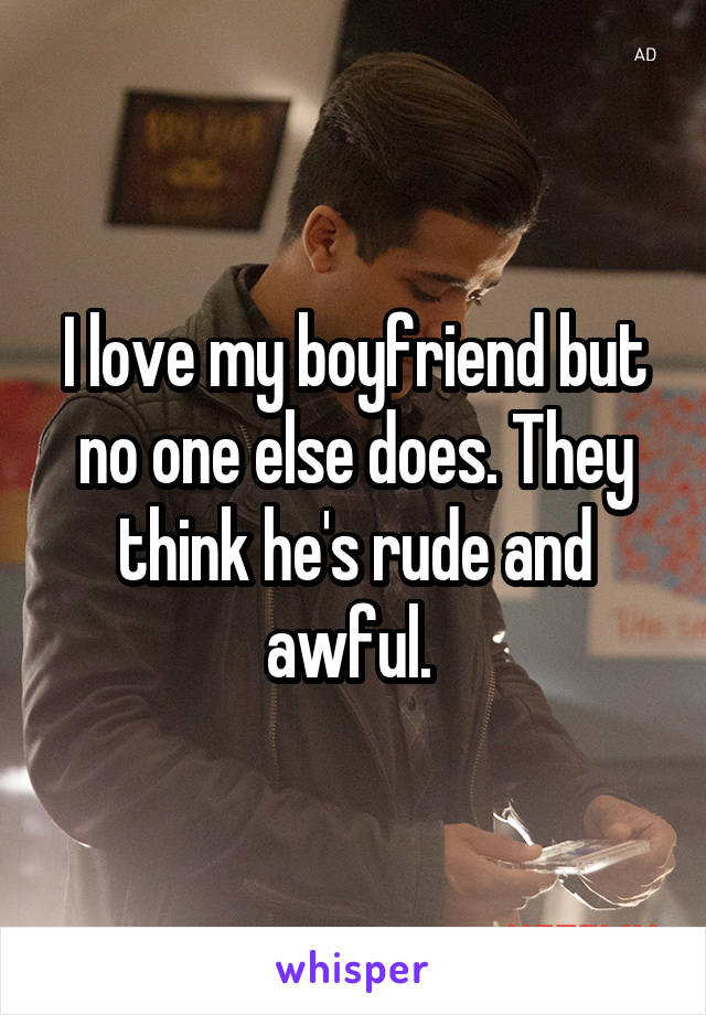 I love my boyfriend but no one else does. They think he's rude and awful. 