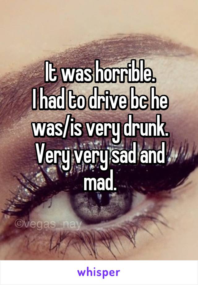 It was horrible.
I had to drive bc he was/is very drunk.
Very very sad and mad.
