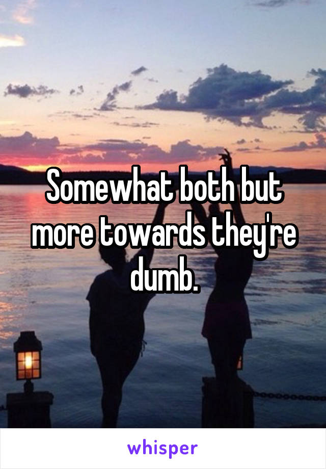 Somewhat both but more towards they're dumb.