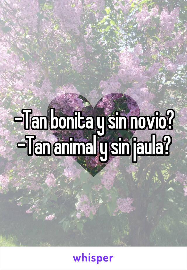 -Tan bonita y sin novio?
-Tan animal y sin jaula?