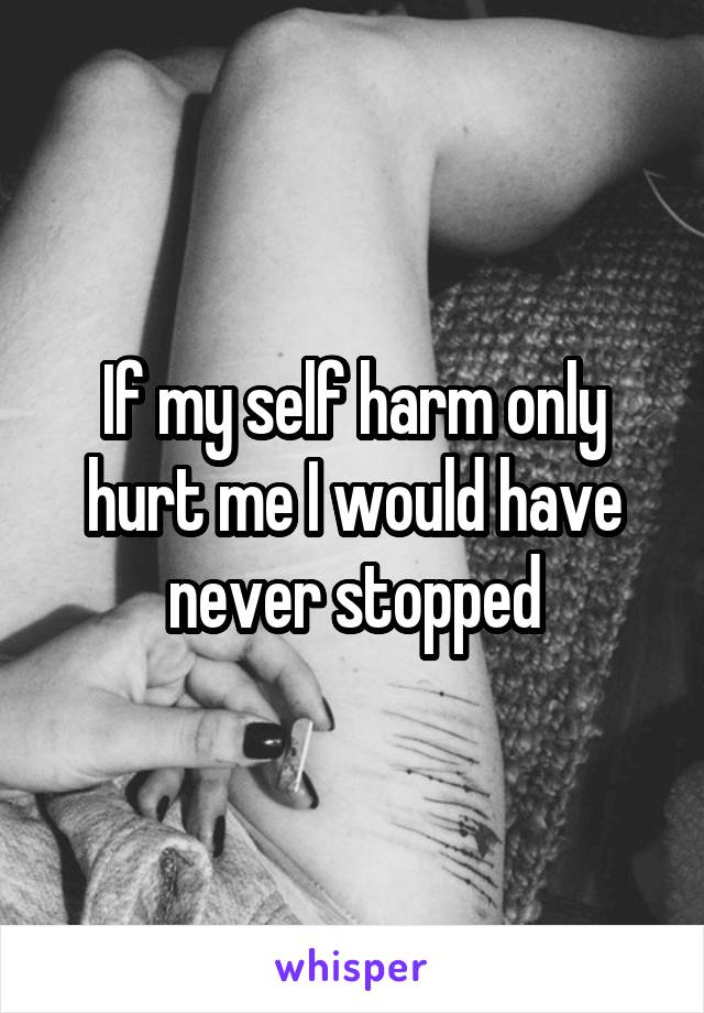 If my self harm only hurt me I would have never stopped