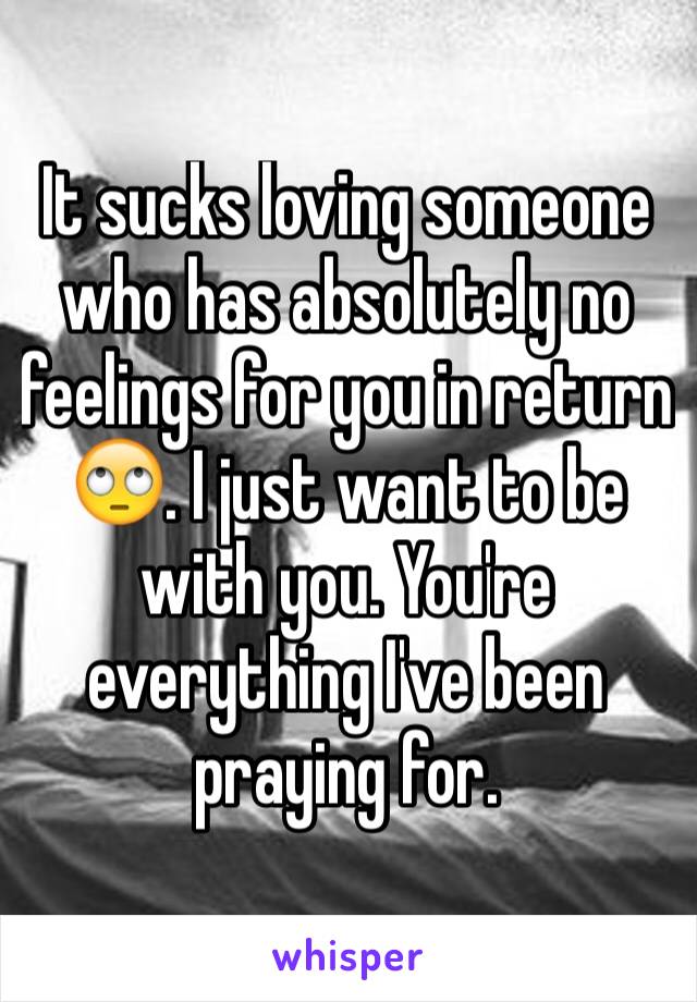 It sucks loving someone who has absolutely no feelings for you in return 🙄. I just want to be with you. You're everything I've been praying for.  