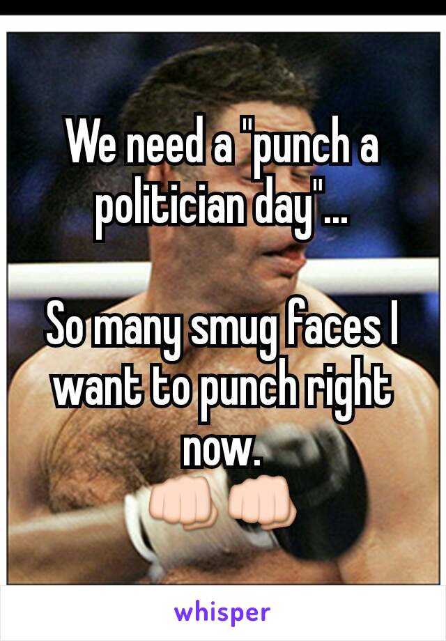 We need a "punch a politician day"...

So many smug faces I want to punch right now.
👊👊