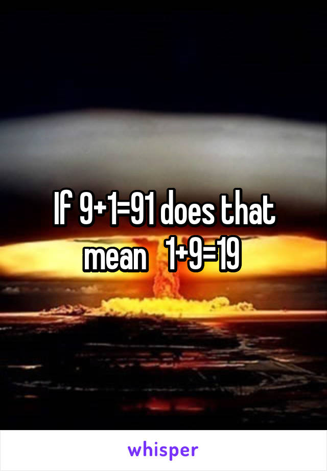 If 9+1=91 does that mean   1+9=19 