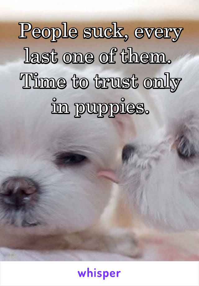 People suck, every last one of them.  Time to trust only in puppies.





