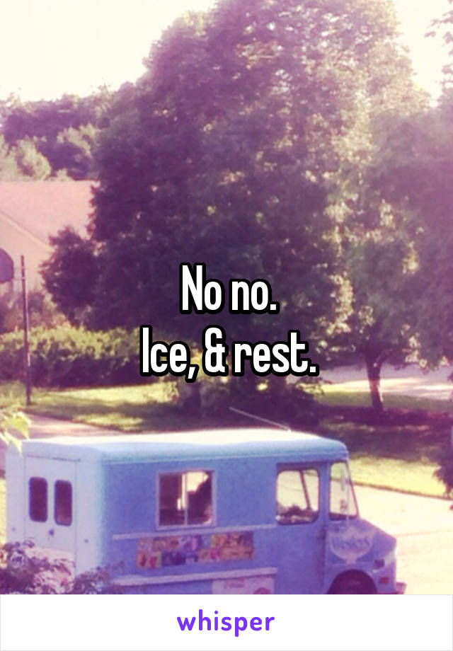 No no.
Ice, & rest.