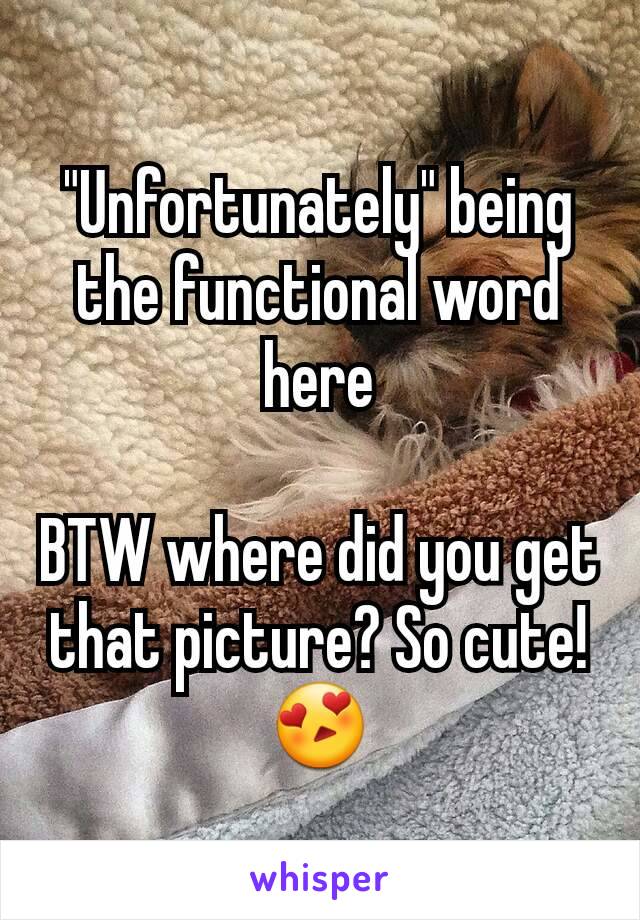 "Unfortunately" being the functional word here

BTW where did you get that picture? So cute! 😍