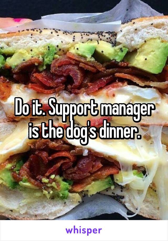 Do it. Support manager is the dog's dinner.