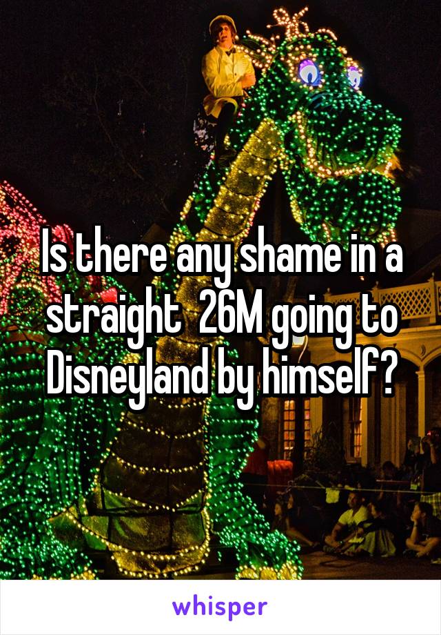 Is there any shame in a straight  26M going to Disneyland by himself?