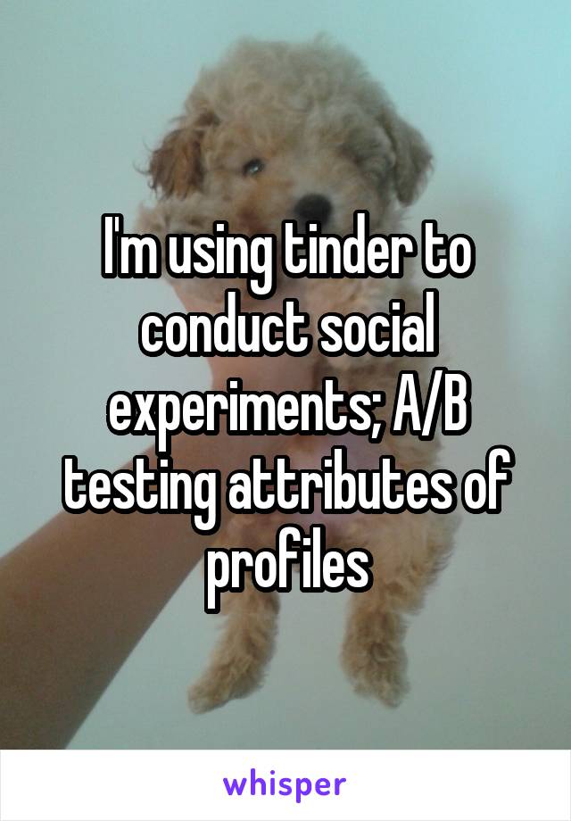 I'm using tinder to conduct social experiments; A/B testing attributes of profiles