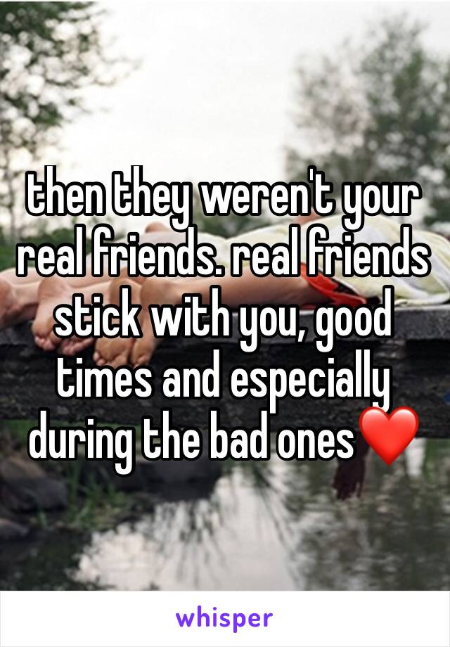 then they weren't your real friends. real friends stick with you, good times and especially during the bad ones❤ 