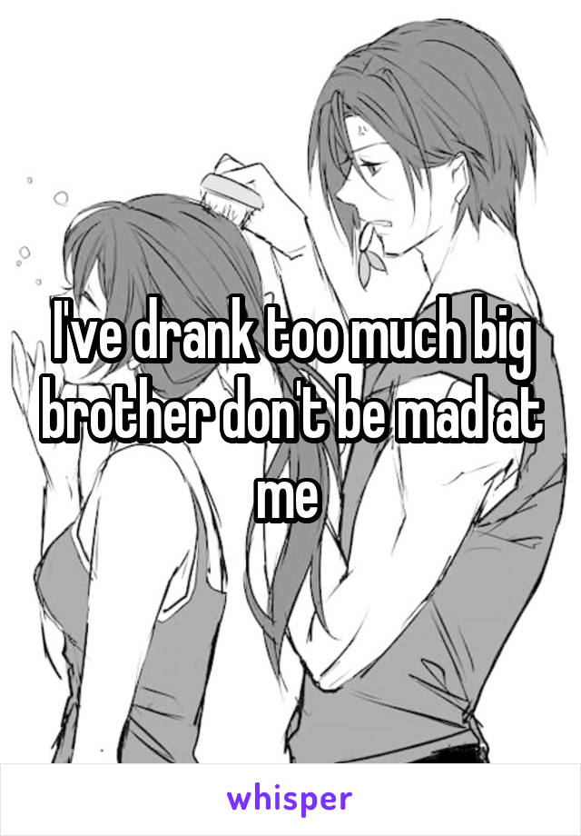 I've drank too much big brother don't be mad at me 