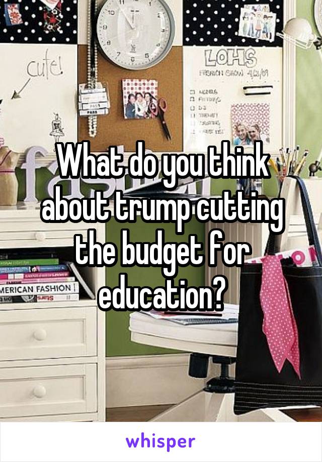 What do you think about trump cutting the budget for education?