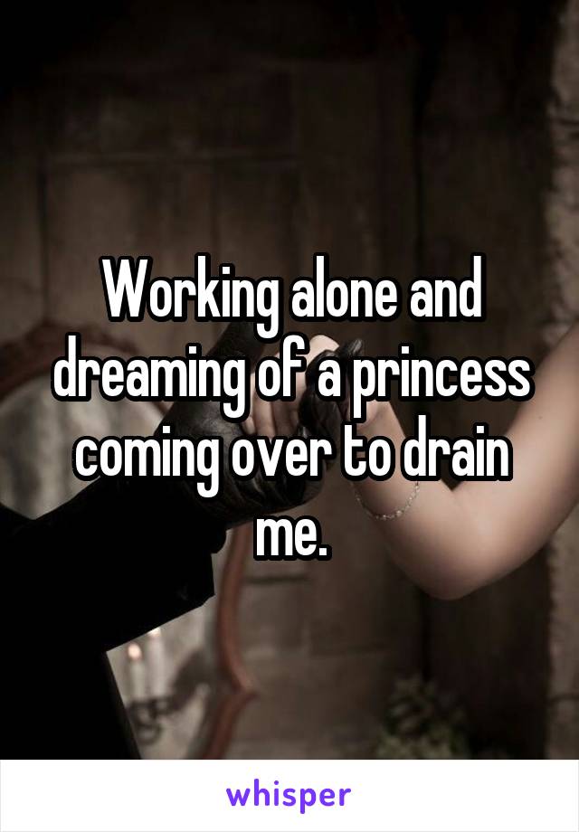 Working alone and dreaming of a princess coming over to drain me.