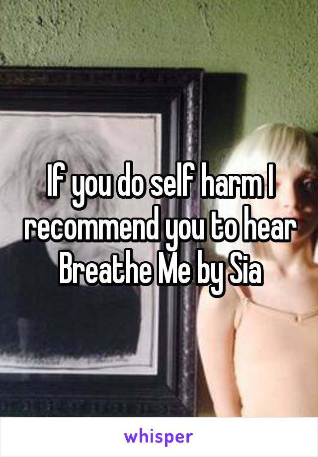 If you do self harm I recommend you to hear Breathe Me by Sia